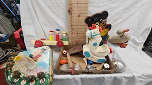 lot 130 image: Vintage Toy Lot as Shown, Tinker Bell, Bear, Horses