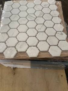 lot 11 image: Lifeproof Carrara Hexagon Ceramic Mosaic Tile - 12x12 in, 9.72 sq ft (18 pcs)