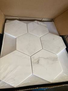 lot 14 image: 3 Boxes of MSI Arabescato Venato White 5-Inch Hexagon Tile - 10 Pieces