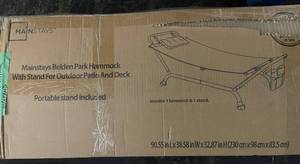 lot 67 image: Mainstays Belden Park Hammock with Stand - Outdoor Patio & Deck - 90.55 in L