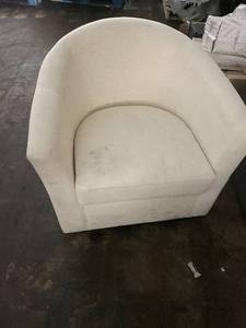 lot 72 image: White Upholstered Armchair - Curved Back Club Chair
