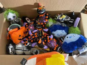 lot 80 image: Assorted Halloween Plush Toys Box Lot - Spooky Characters & Pumpkins