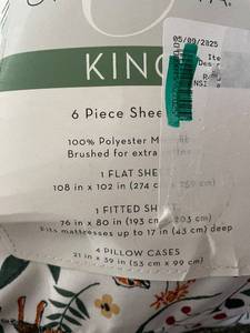 lot 119 image: King 6-Piece Sheet Set - King Size, 100% Polyester Brushed for Softness