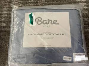 lot 125 image: Bare Home Sandwashed Duvet Cover Set - KingCal King - Duvet Cover  2 Shams - Premium Microfiber