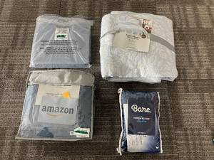 lot 149 image: BH&G Quilt FullQueen - Bare Home Bed Skirt Full - Sandwashed Sheet Full - Fitted Sheet Dusty Blue