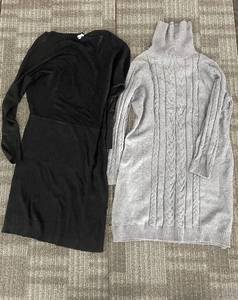 lot 210 image: Serra XL Knit Dress - Black & Gray Cable Knit Turtleneck (Lot of 2)