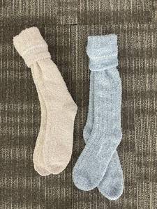 lot 213 image: Fuzzy Socks - Cream & Light Blue (Lot of 2)