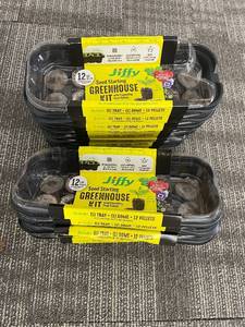 lot 292 image: 14 Jiffy Seed Starting Greenhouse Kits - Expanding Peat Pellets (12) With Tray & Dome