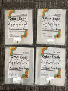 lot 332 image: Other Earth Mushroom Grow Bags - 8 x 5 x 20 in - 0.2 micron filter - 3 mil polypropylene bags - 4-pack