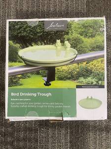 lot 344 image: Belavi Bird Drinking Trough - Hand-Painted Ceramic Garden Decor with Balcony Bracket