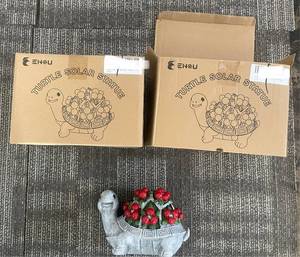 lot 363 image: Turtle Solar Statue - Garden Decor - Lot of 2