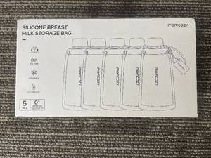 lot 424 image: Momcozy Silicone Breast Milk Storage Bags - 5-Pack, BPA Free, Freezer-Safe