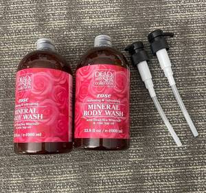 lot 480 image: Dead Sea Collection Rose Mineral Body Wash 1000 ml - 2 Bottles with Pumps