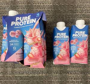 lot 496 image: Pure Protein Strawberry Milkshake Complete Protein Shake - 6 Pack - 11 fl oz