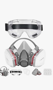 lot 498 image: BODC6DM59W - 2-Set Respirator Mask with Filters, Reusable Full-Face Gas Mask with Goggles