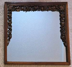 lot 19K image: LL-FR - Vintage Asian Burmese Style Ornate Grapevine Carved Wood Mirror Frame