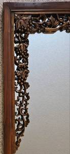 lot 19K image: LL-FR - Vintage Asian Burmese Style Ornate Grapevine Carved Wood Mirror Frame