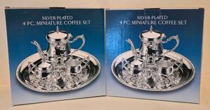 lot 205K image: LL-BR - Godinger Silver-Plated 4-Pc Miniature Coffee Set - 2-Pack