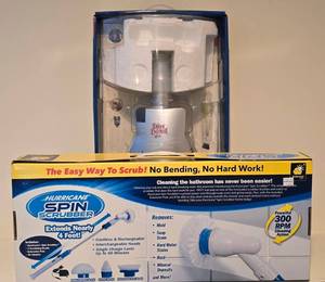 lot 206K image: LL-BR - Hurricane Spin Scrubber 9.6V with 3 Scrubbing Heads & Extension Pole