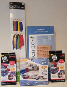 lot 211K image: LL-BR - Space Bag Vacuum-Seal Storage Bags (2-Pack) - 15-Cube Maple Stackable Organizer - Easy Hang Closet Rod Lot