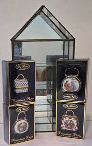 lot 278K image: LL-FR - My Treasure Porcelain Purses - 24 Karat Gold Trimmed - Hand Painted - Stock#11102 - 4-Pack