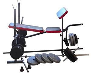 lot 321K image: LL-FR - Weider Pro Weight Bench Set with Weights