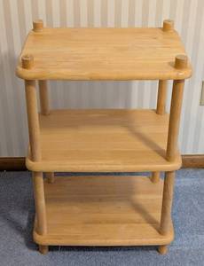 lot 54 image: UL - Tiered Wooden Shelf - 3-Tier, Natural Finish