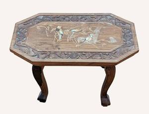 lot 86 image: ML - Carved Wood Stand with Bird Motif