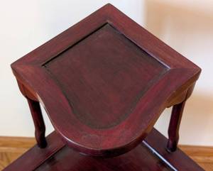 lot 93 image: ML - Vintage Chinese Rosewood Two-Tier Corner Table with Mahogany Finish