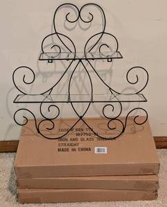 lot 95 image: LL - Iron and Glass Wall Shelves - 22 x 22 in - Set of 4