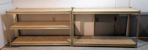 lot 366 image: LL - Pair of Metal Storage Shelves 60 in L x 18 in D x 35 in H, Adjustable