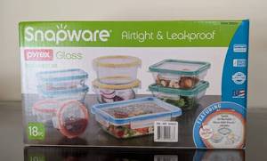 lot 375 image: ML - Snapware Glass Food Keeper Set - 18-Piece Airtight & Leakproof Food Storage