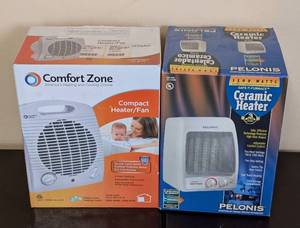 lot 386 image: Comfort Zone CZ3S Compact HeaterFan & Pelonis Ceramic Space Heaters - 1500W Pair