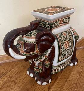 lot 6R image: K - Elephant Ceramic Plant Stand  Garden Stool