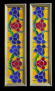 lot 63R image: K - Stained Glass Style Floral Panels
