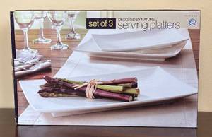 lot 74R image: BR - Designed by Nature Set of 3 White Porcelain Serving Platters