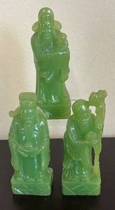 lot 164R image: K - Three Chinese Green Resin Fu Lu Shou Gods Figurines