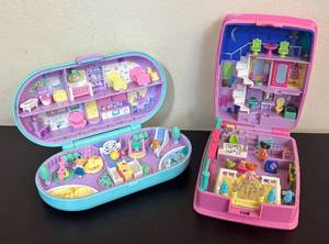 lot 170R image: LR - Polly Pocket Vintage Carry-Case Playset Duo
