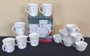 lot 249R image: LR - Pfaltzgraff Winterberry Mugs & Corelle Mugs - Mixed Coffee Cups