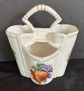 lot 252R image: LR - Pedder Four-Section Ceramic Utensil Holder Planter - Fruit Motif