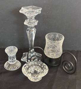 lot 300R image: LR - Crystal and Glass Candleholder Collection