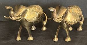 lot 304R image: K - Vintage Brass Elephant Pair