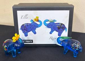 lot 308R image: K - Pier 1 Imports Ella & Raja Glass Elephant Figurines