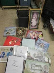 lot 26 image: Tote of canvas pictures and frames...