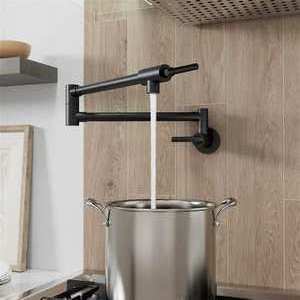 lot 22 image: GIVING TREE Wall Mount Pot Filler Faucet Double-Handle in Matte Black