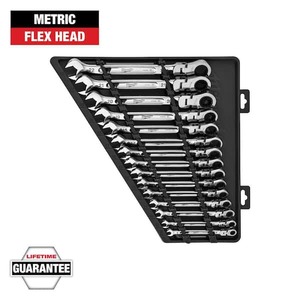 lot 34 image: Milwaukee 144-Position Flex-Head Ratcheting Combination Wrench Set Metric (15-Piece)
