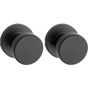 lot 72 image: (4) Kwikset Pismo Round Matte Black HallCloset Door Knob Featuring Microban Antimicrobial Technology