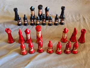 lot 85 image: Plaster Chess Set - Chips and Missing Pieces