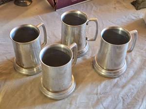 lot 93 image: Aluminum Mugs with Handles Lot of 4 - Clear Bottoms