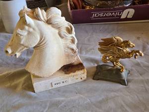 lot 94 image: Greek Museum Copy Bust and Pegasus Figurine